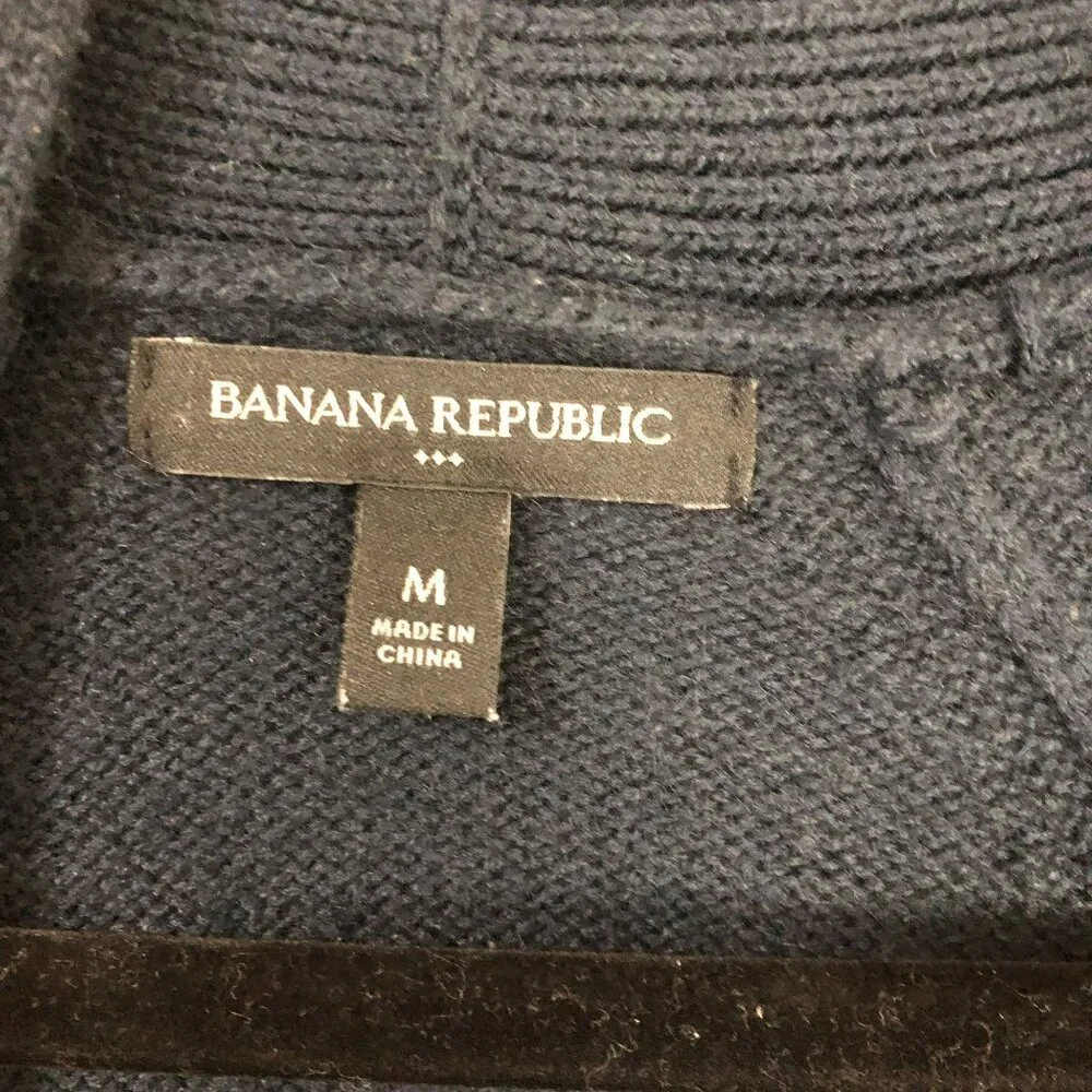 Banana Republic Cardigan Sweater Open Front Navy Blue Size M Womens